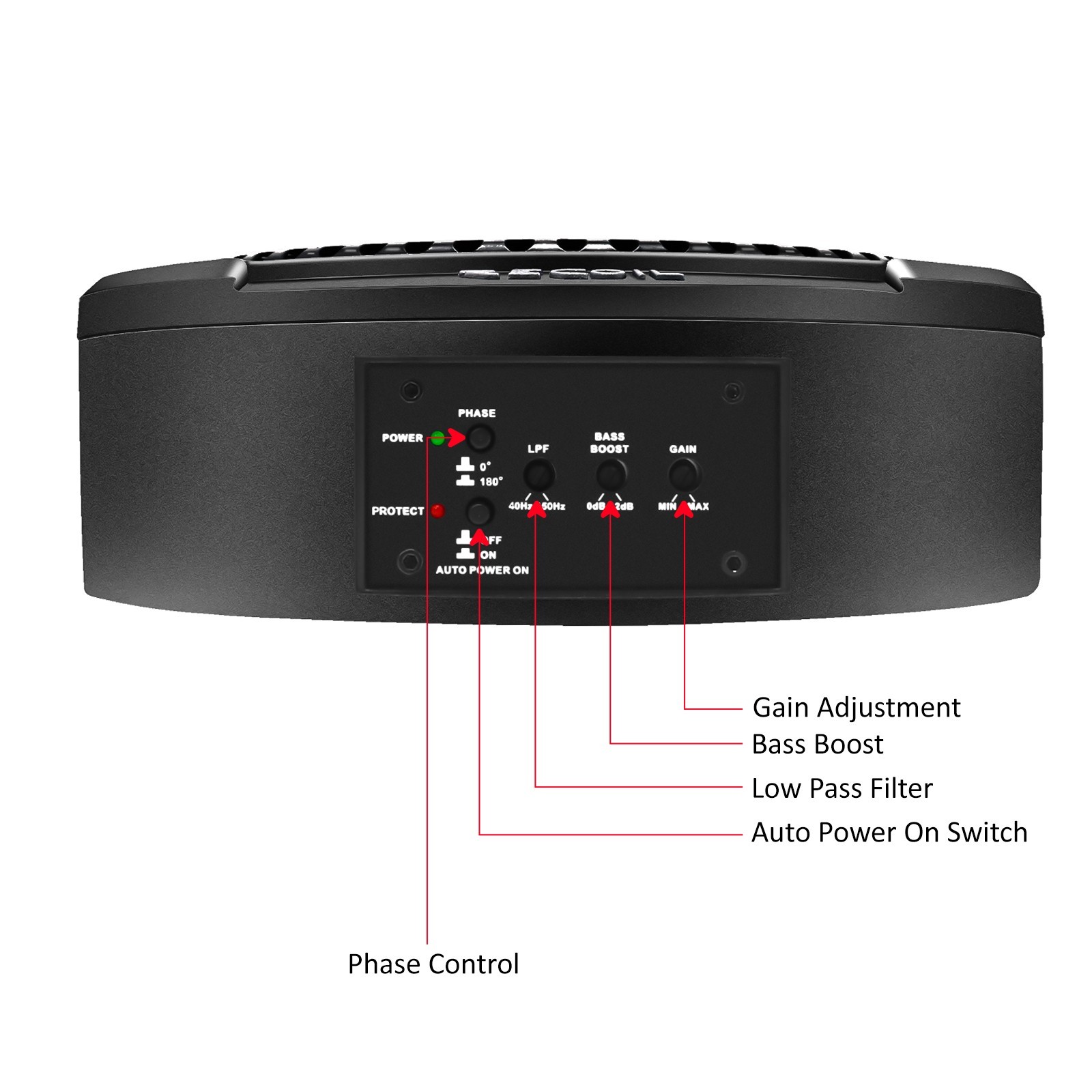 RECOIL SL1708 8" Under Seat Slim Amplified Car Subwoofer