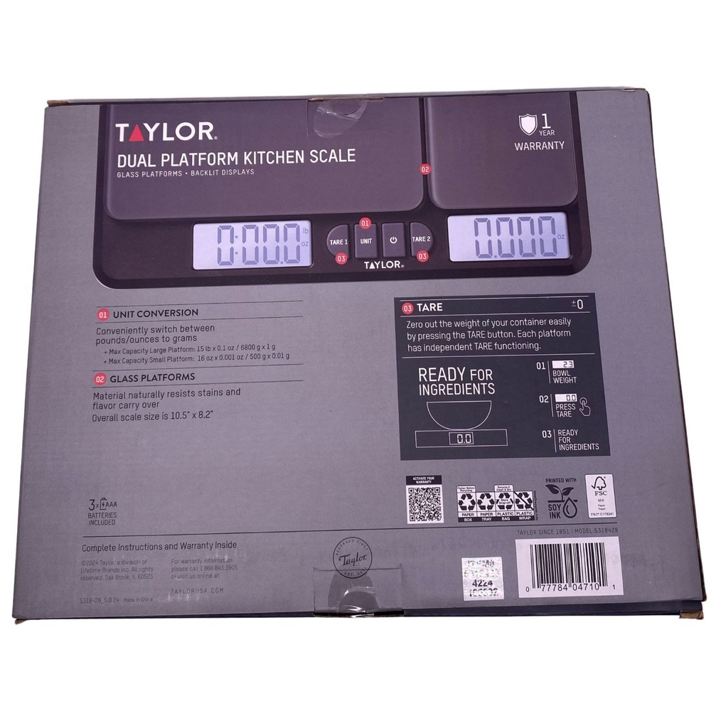 Taylor Dual Platform Kitchen Scale Glass Digital 2 Pack New