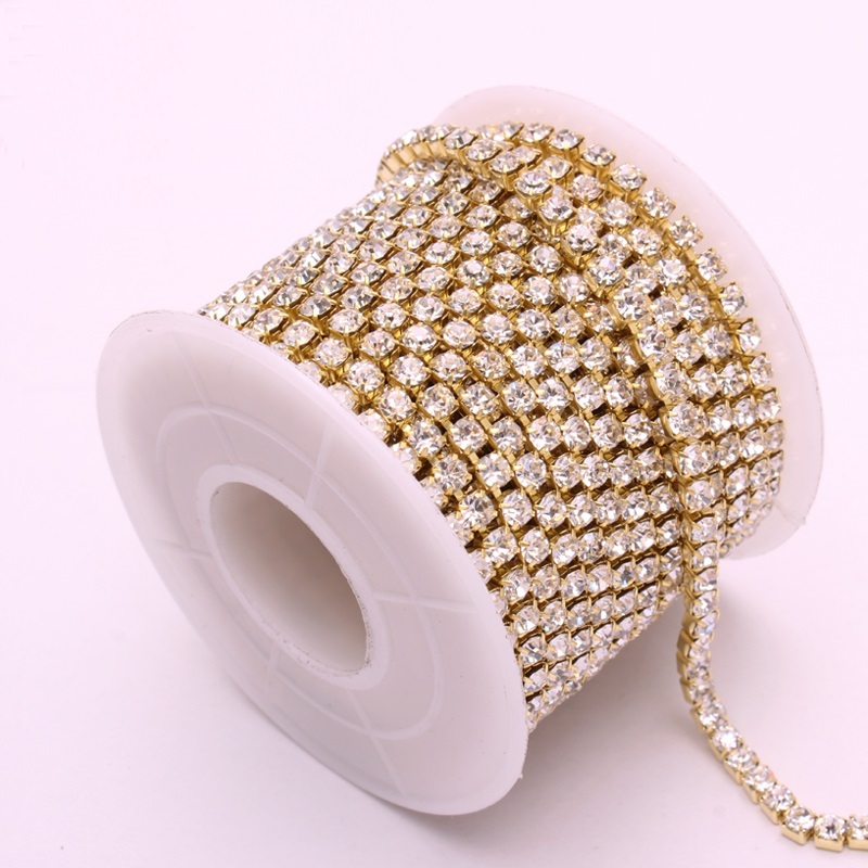 10 Yards Crystal Glitter Rhinestones Chain Silver & Gold DIY Sewing Accessories