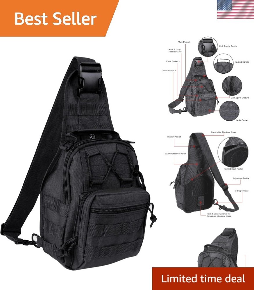 Compact and Versatile Tactical Sling Backpack - Perfect for School, Travel, Work