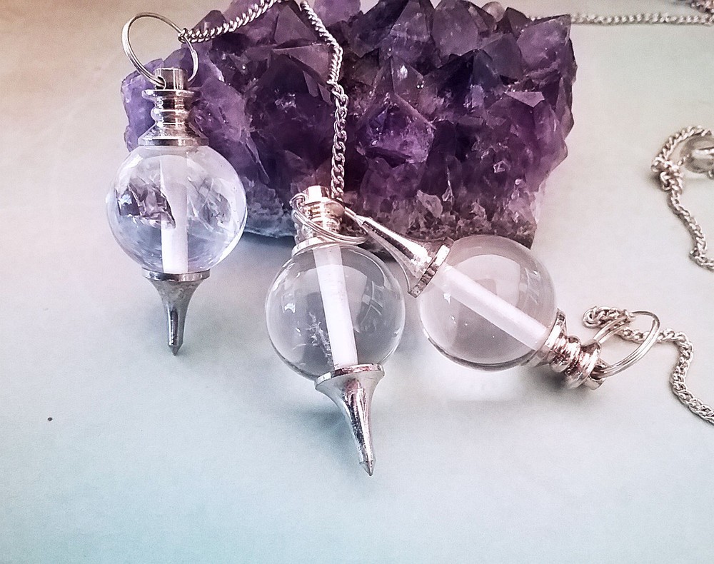 CRYSTAL QUARTZ BALL Dowsing Pendulum, CRYSTAL Divination PENDULUM, Ball Pendulum