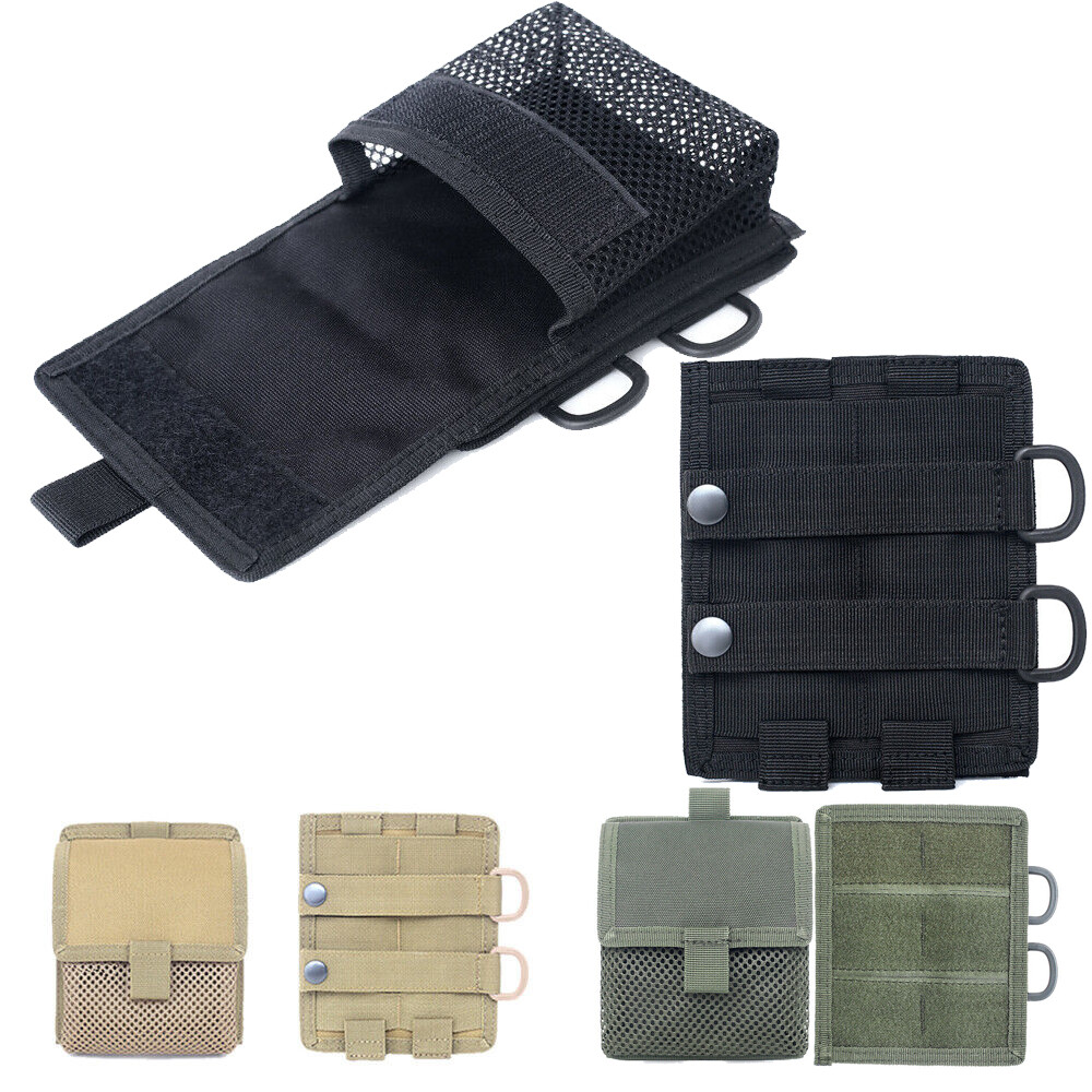 Hook & Loop Panel MOLLE Patch Converter Adapter with Kit Bag Tactical Mesh Pouch