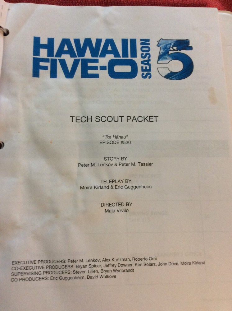 HAWAII FIVE-O ORIGINAL SCRIPT 520 TECH SCOUT SHOOTING SCHEDULE 2014 IKE HANAU
