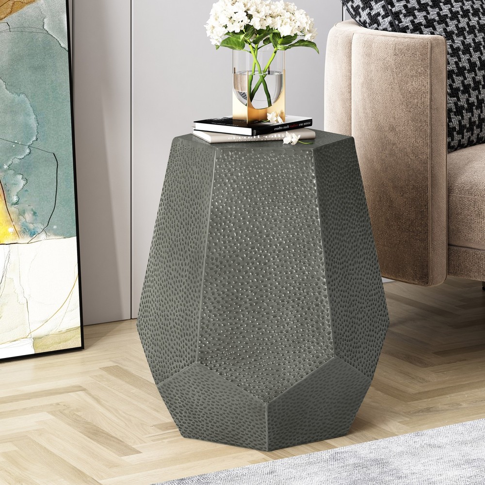 METAL HAMMERED END TABLE