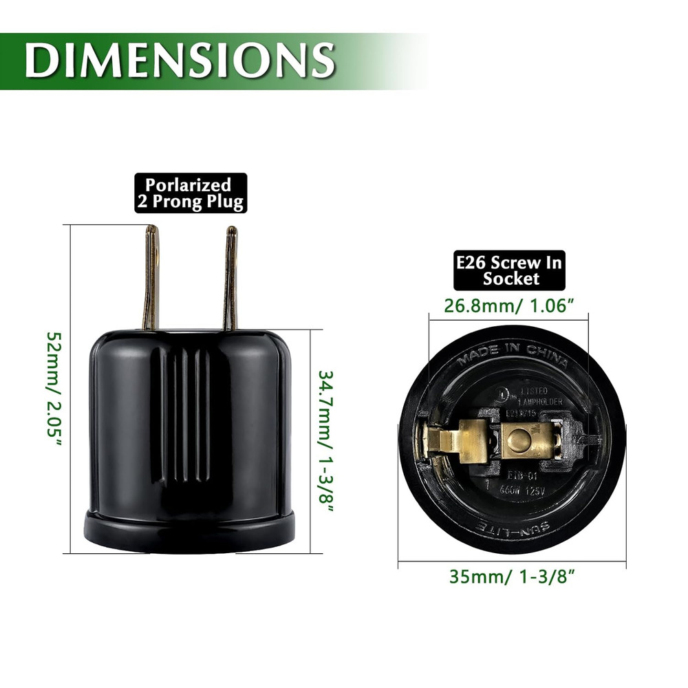 Outlet to Socket Adapter Plugin Light Socket,Convert Outlet to Light Bulb Socket
