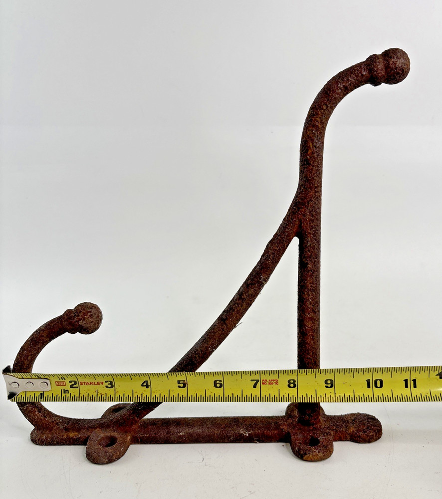 1 Antique Cast Iron Harness Wall Hook Barn Hardware Tack Stable Double Hook 10.5