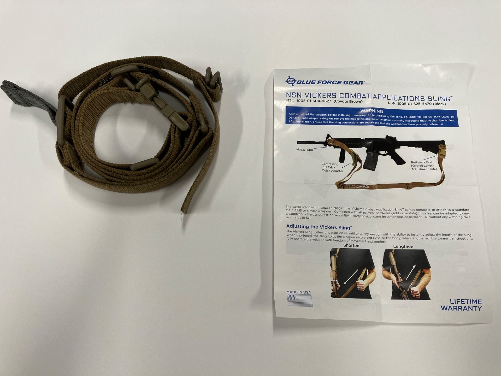 Blue Force Gear Vickers Combat Applications Sling 2 Point Coyote Brown