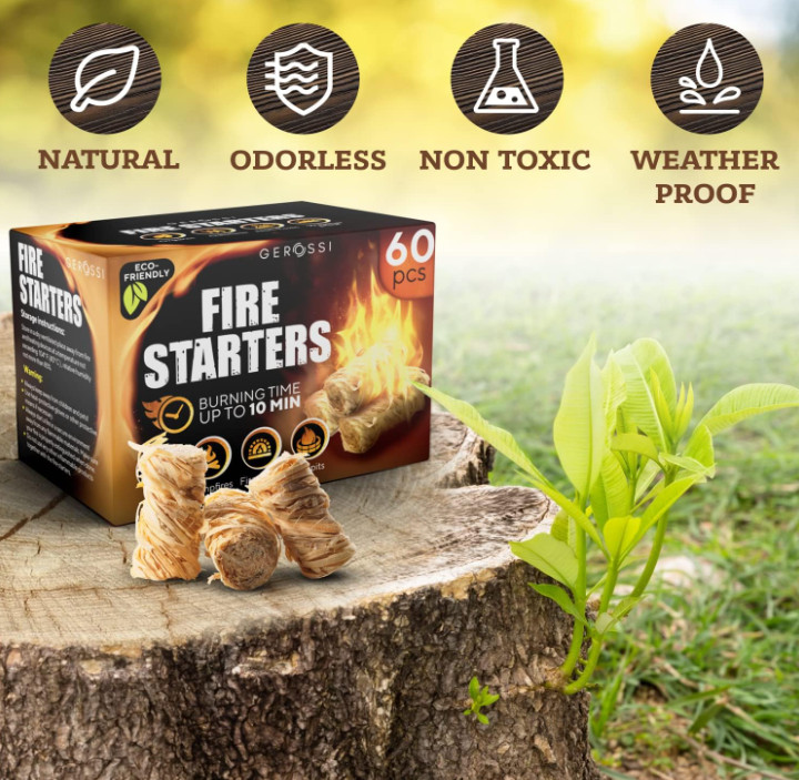 Fire Starter - Natural Pine Fire Starters for Fireplace, Campfires, Grill, Wood