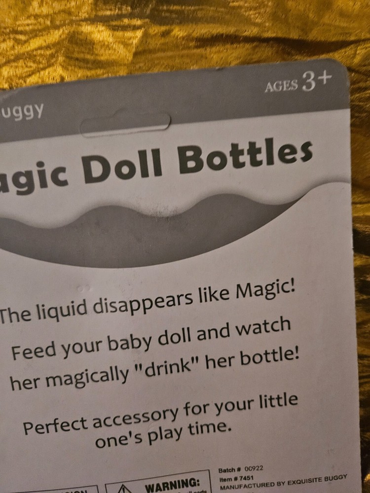 NEW - EXQUISITE BUGGY MAGIC DOLL BOTTLES BOTTLE SET Bottles Magically Empty - 3+