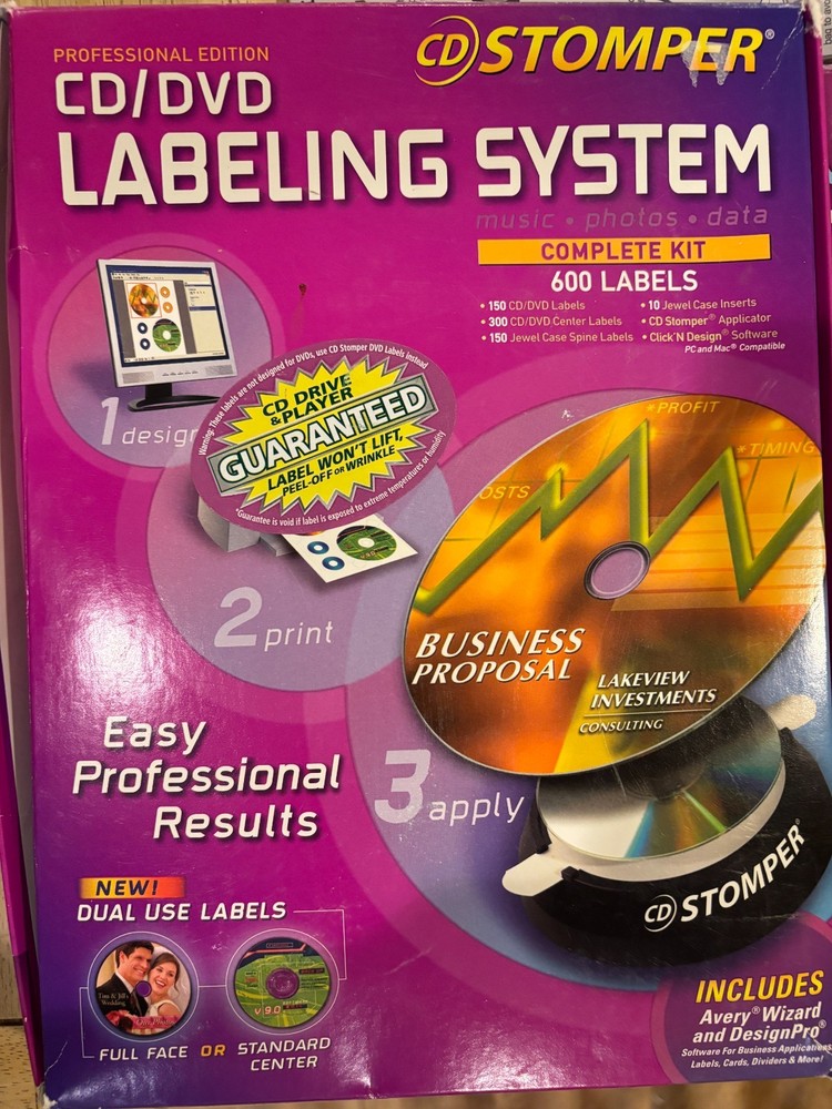 CD Stomper Pro CD/DVD Labeling System + Various CD/DVD/Floppy Labels Please Read