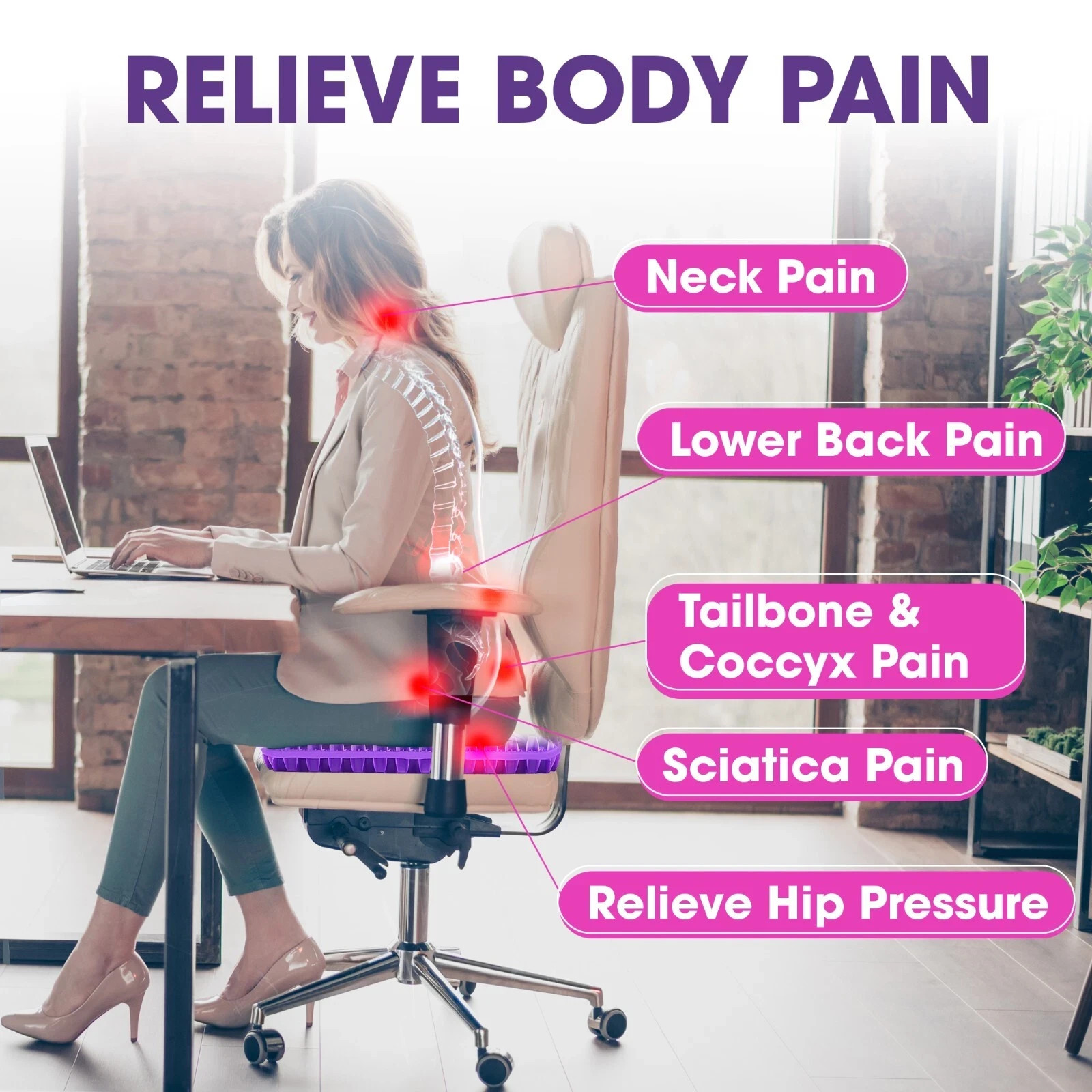 Gel Seat Cushion for Office Chair, Wheelchair, Car Seat and Gaming Chair X-Large