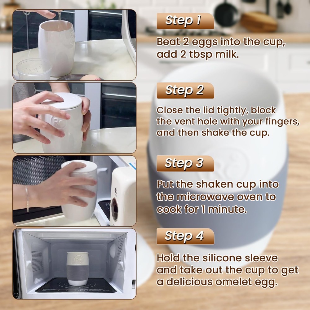 Professional Ceramic Egg Cooker for Microwave, Quick Scrambled Egg Maker Hold...