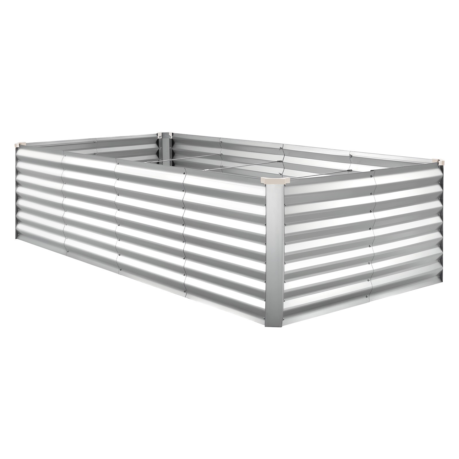 VEVOR Galvanized Raised Garden Bed 8 x 4 x 2 ft Rectangular Planter Box Silver