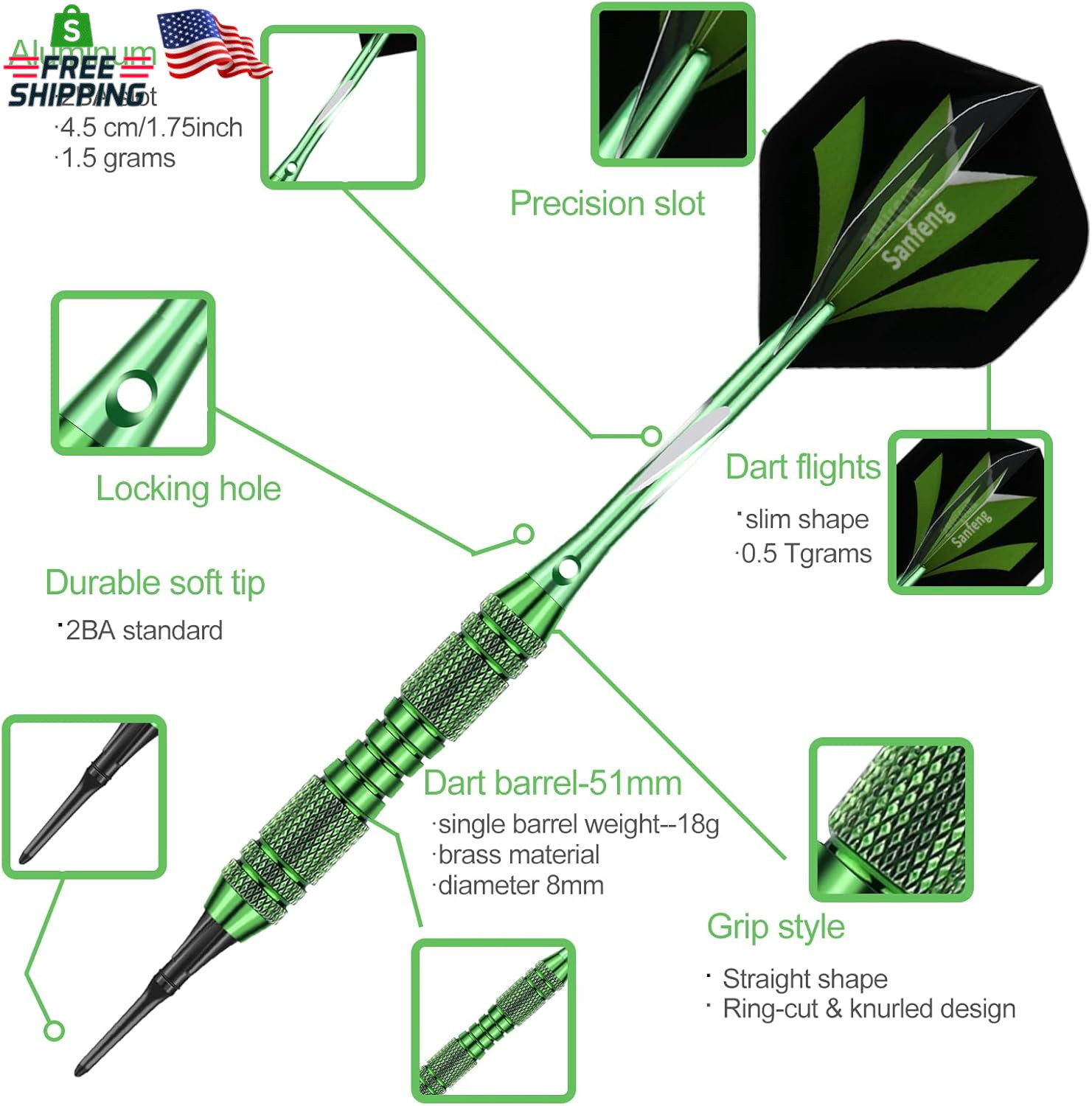 Soft Tip Darts Set 18/20 Grams - Professional Darts Plastic Tip with Brass Barre