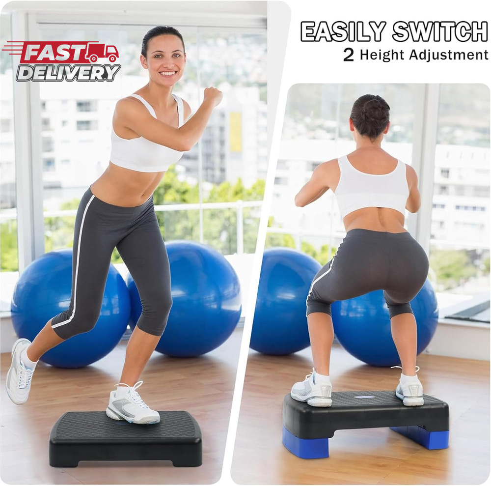 Fitvids Aerobic Step Platform Trainer with Adjustable 2-Level Risers, 400 Pound