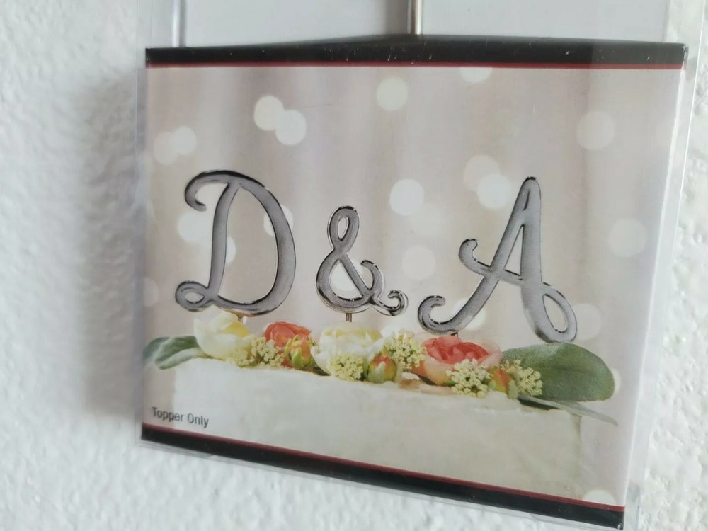 Studio His And Hers Initial Letter Monogram Cake Topper Silver Letter O NWB