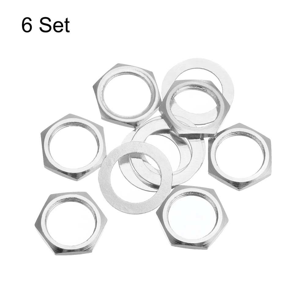6 Set Guitar Nuts and Washers 3/8" Guitar Input Output Jack Socket Nuts Silver