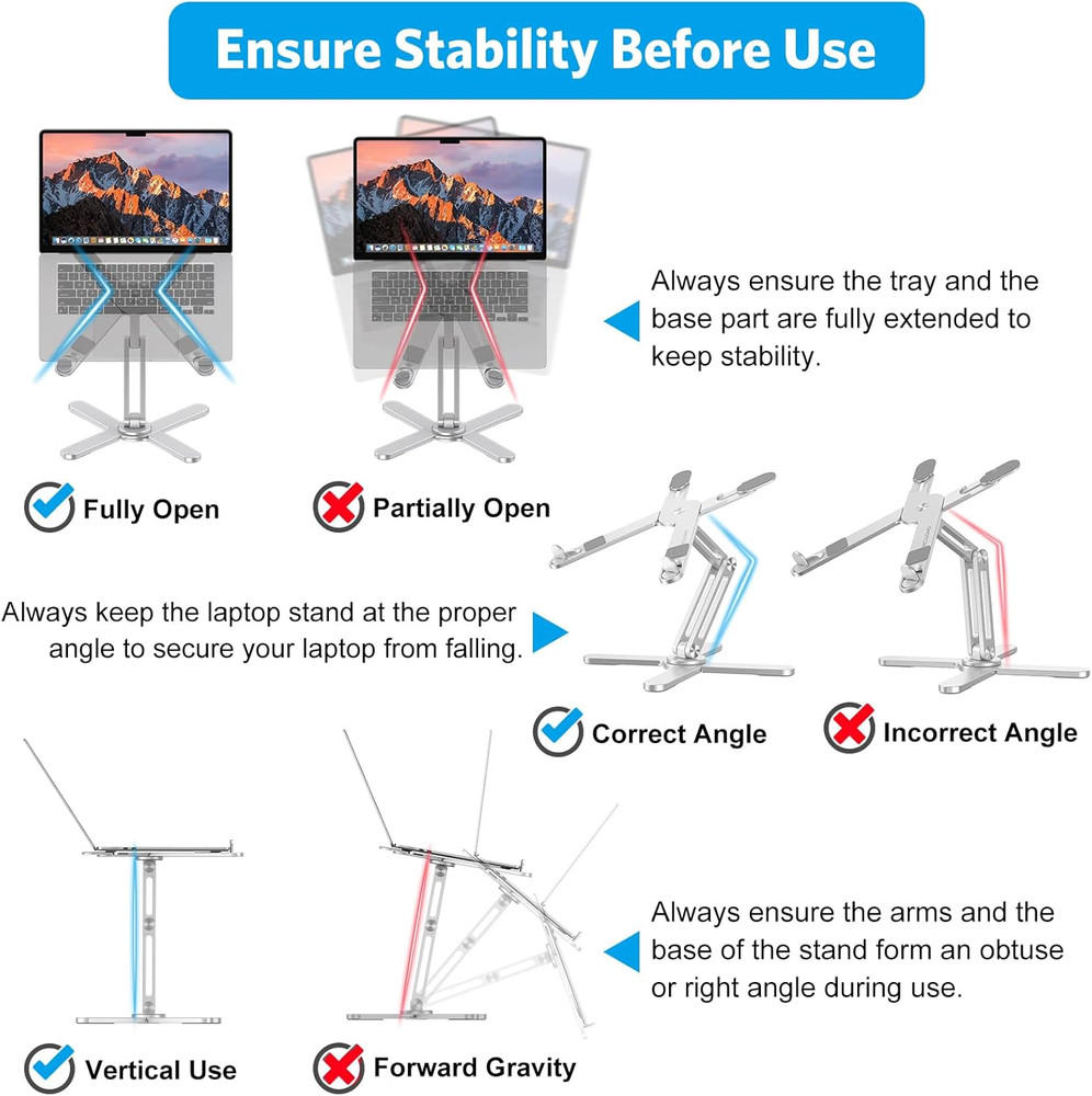 LA10 360° Rotating Laptop Stand Riser for Desk, Ergonomic Foldable Computer Stan