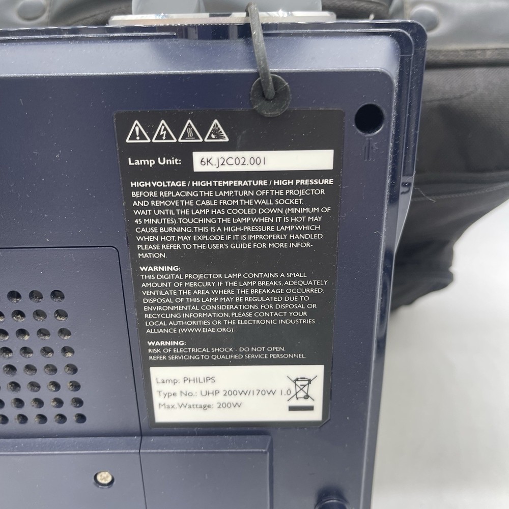 Benq Desktop Projector MP721 w/ Case Bag Cords Controller Untested