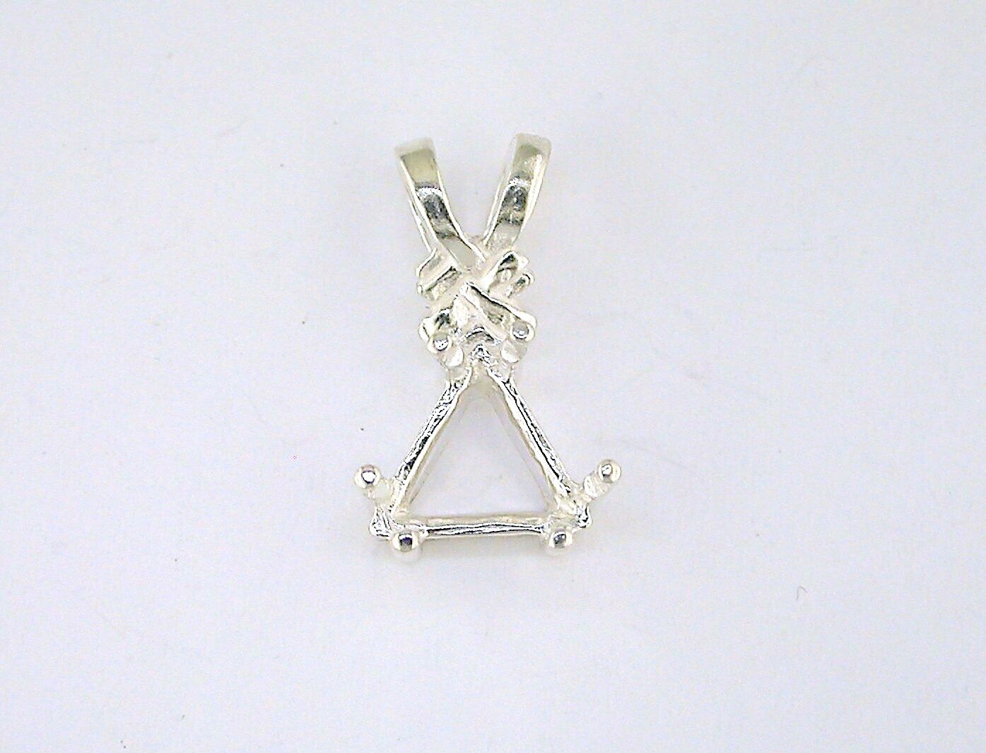 Trillion 6 Prong Fancy Pendant Setting Sterling Silver