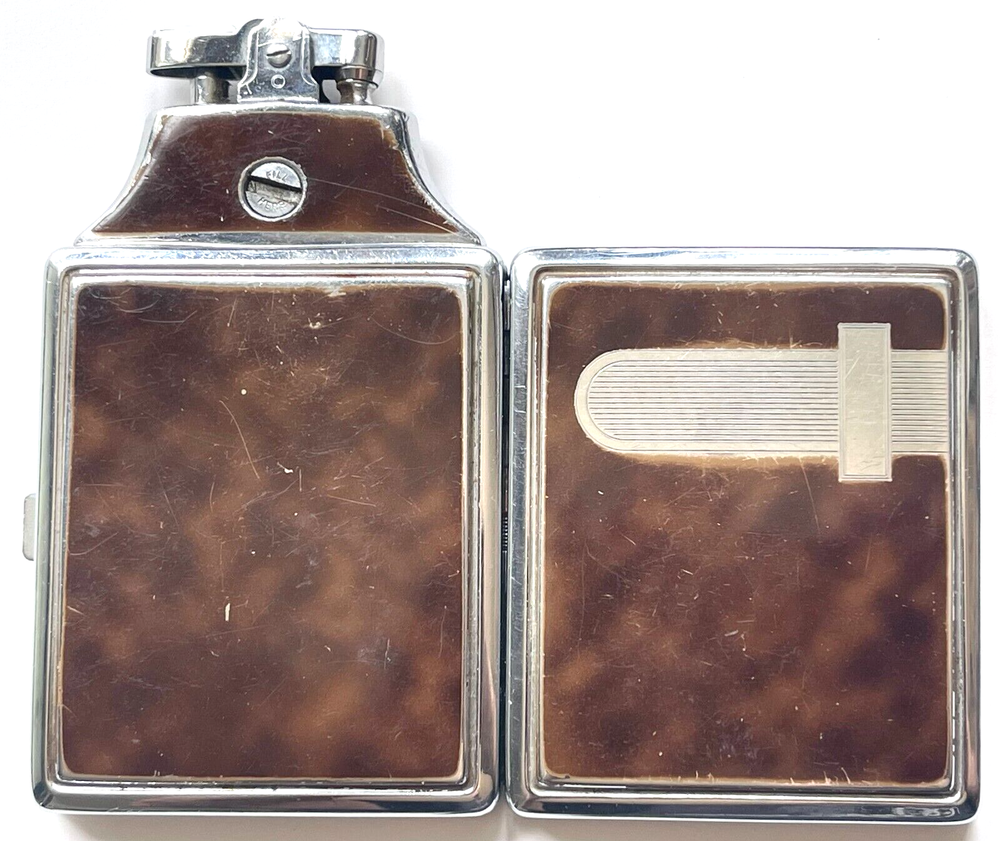 VINTAGE 1940's ART DECO RONSON MASTERCASE LIGHTER & CIGARETTE CASE COMBO