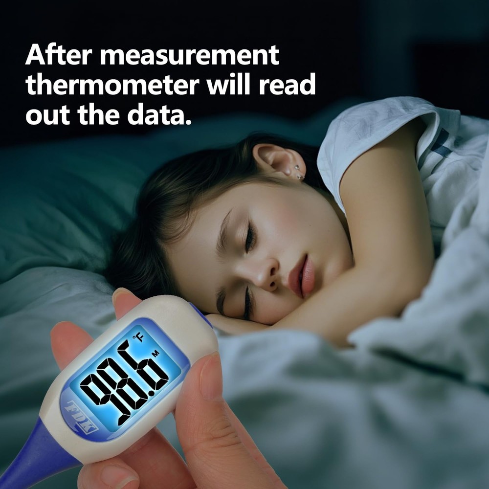 FDK Large LCD Screen Digital Thermometer for White with Blue/Red Backlight
