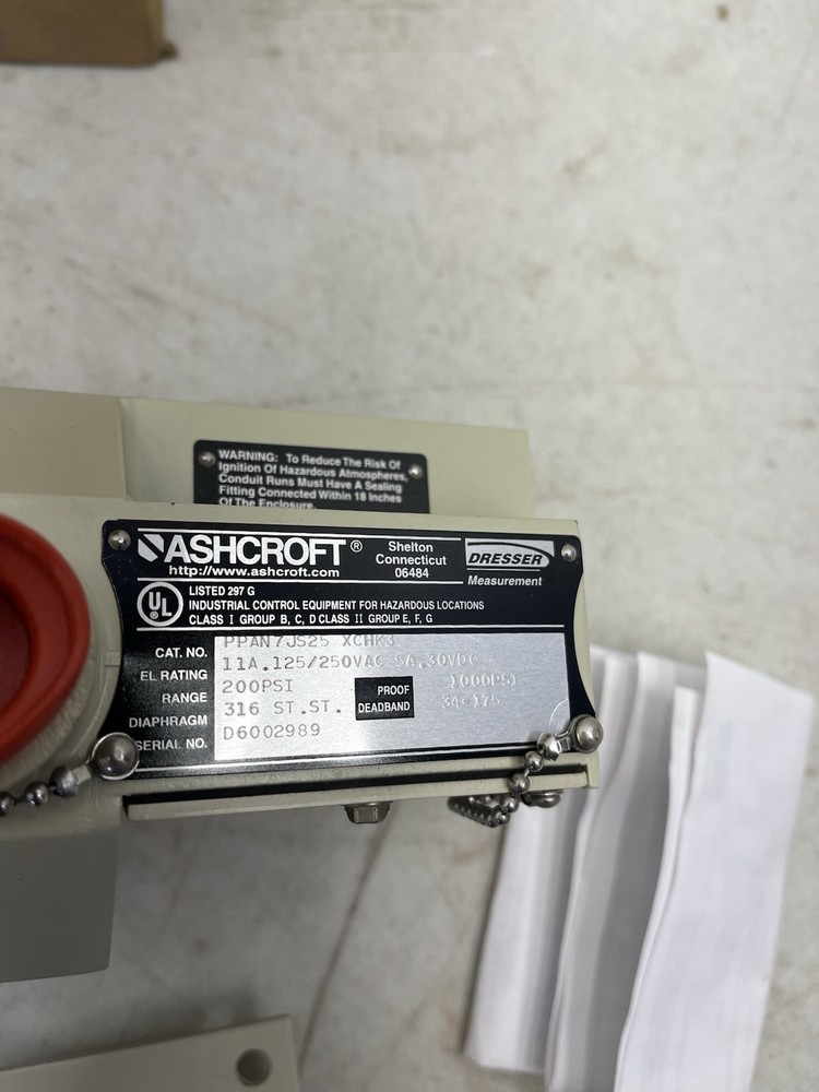 Ashcroft P-Series Explosion Proof Pressure Switch PDAN7 Single setpoint
