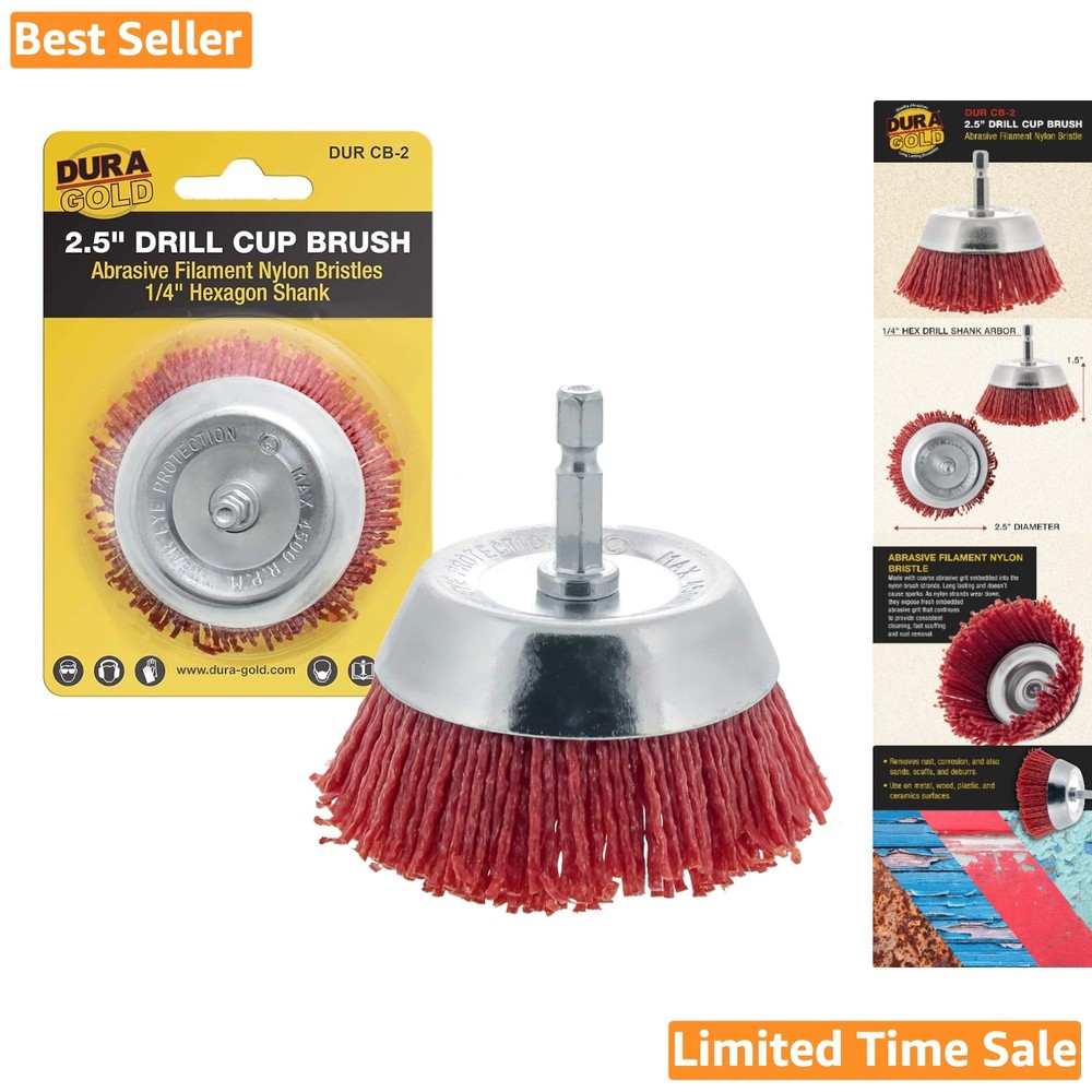 Versatile 2.5" Abrasive Nylon Cup Brush - Compatible with Major Drill Brands