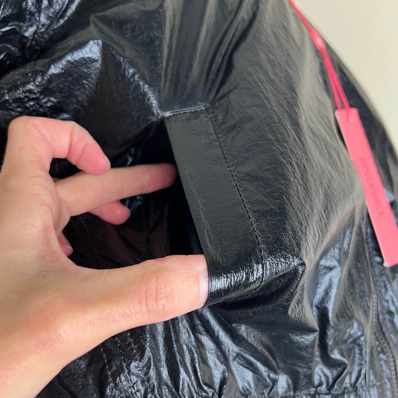 Blank NYC Reversible Jacket Medium Girls Silver Black Metallic Foil Packable New