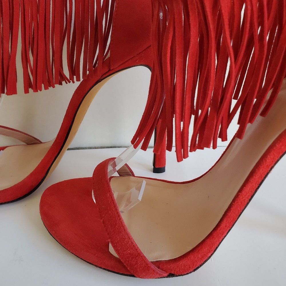 STUART WEITZMAN Lovefringe Suede Sandals Heels 8