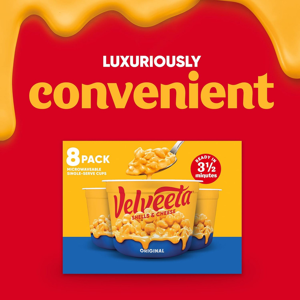 Shells & Cheese Original Microwaveable Shell Pasta & Cheese Sauce, 8 Ct Box, 2.3
