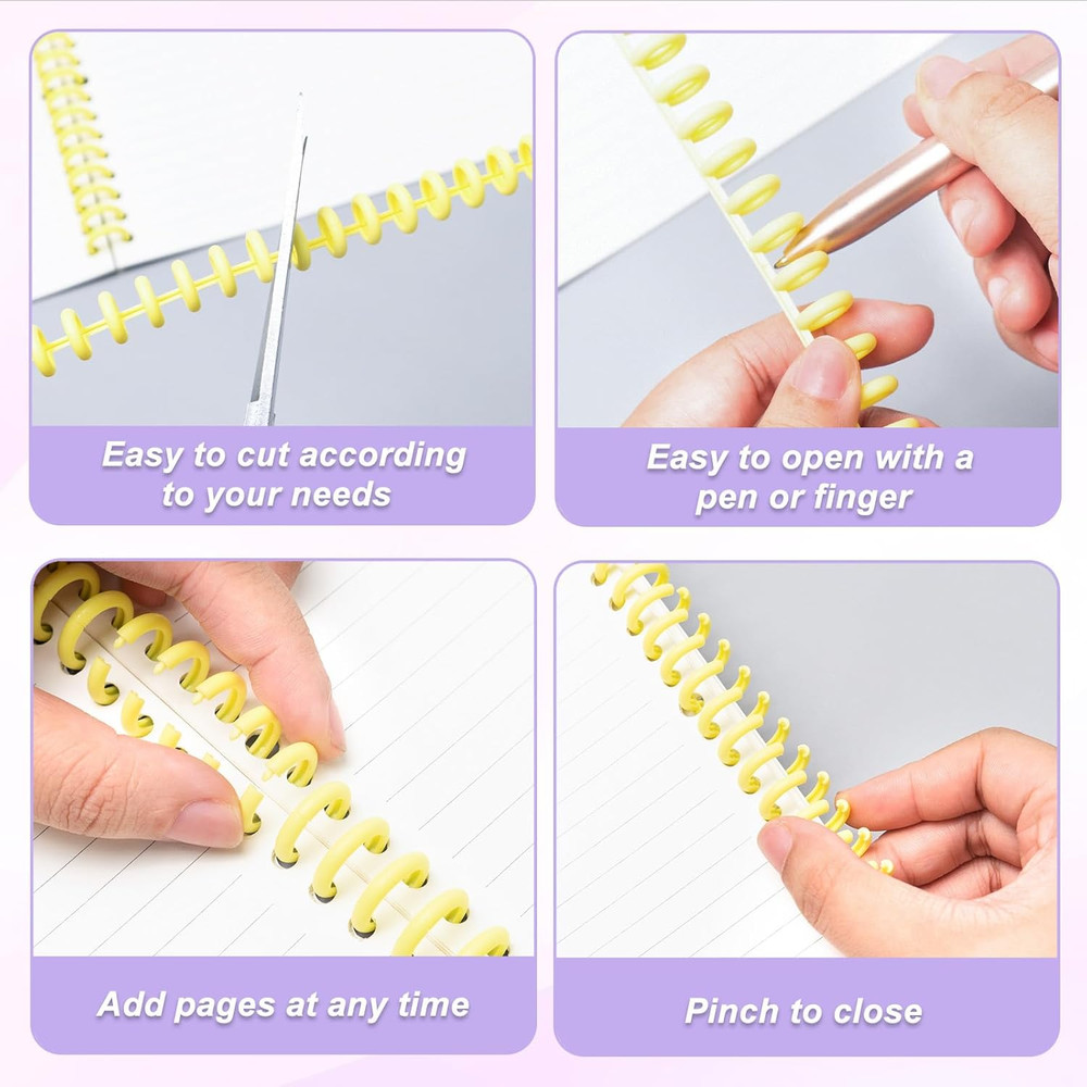 16 PCS Comb Binding Spines, Plastic Spiral Binding Coils, 30 Rings Click Binding