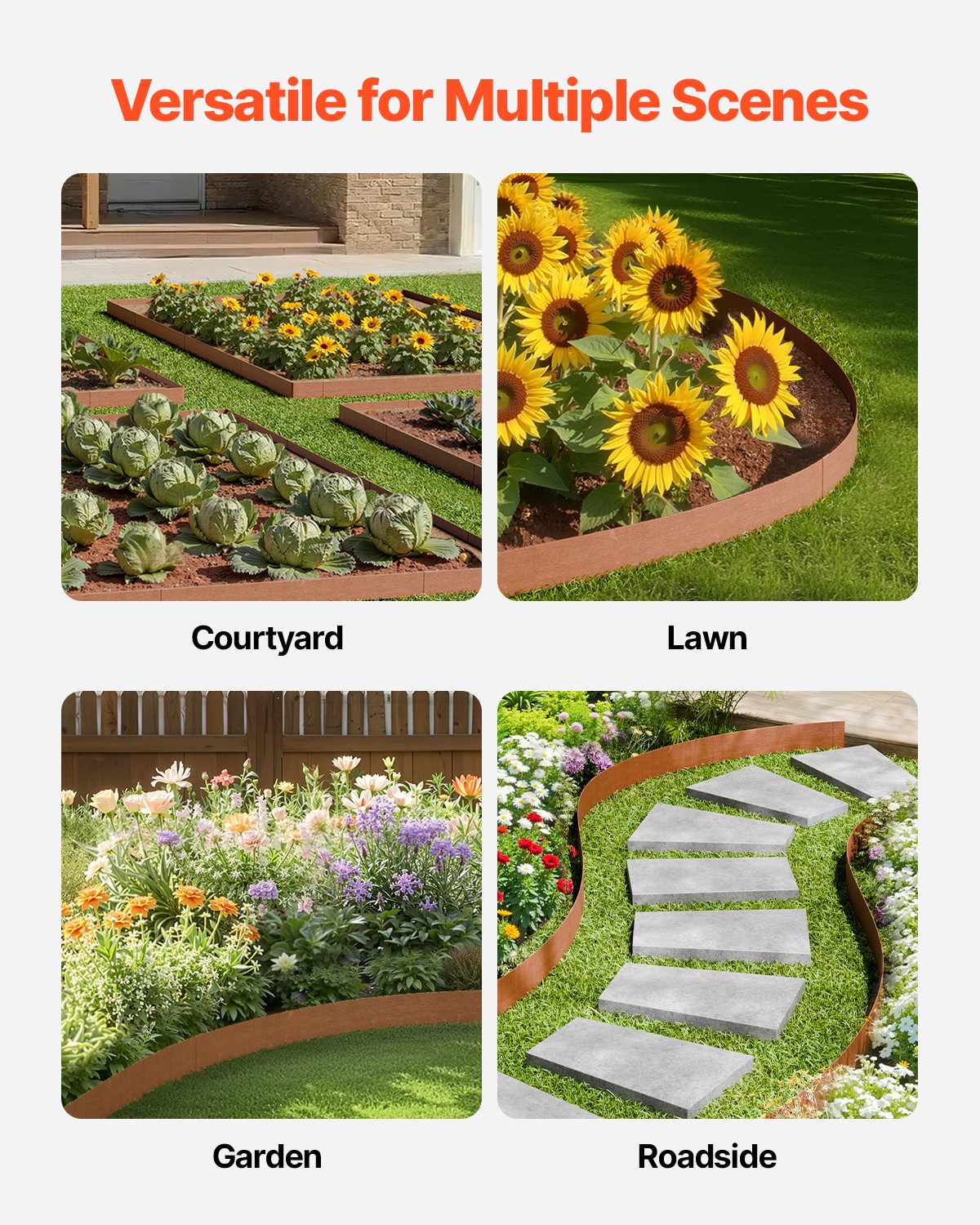 Steel Landscape Edging 10 Packs 40x4.5in Weather-Resistant Garden Edging