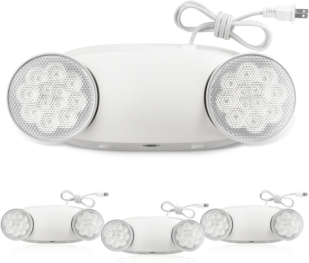 4 Pack LED Emergency Exit Light Adjustable 2 Head With Battery Back-up for HOME