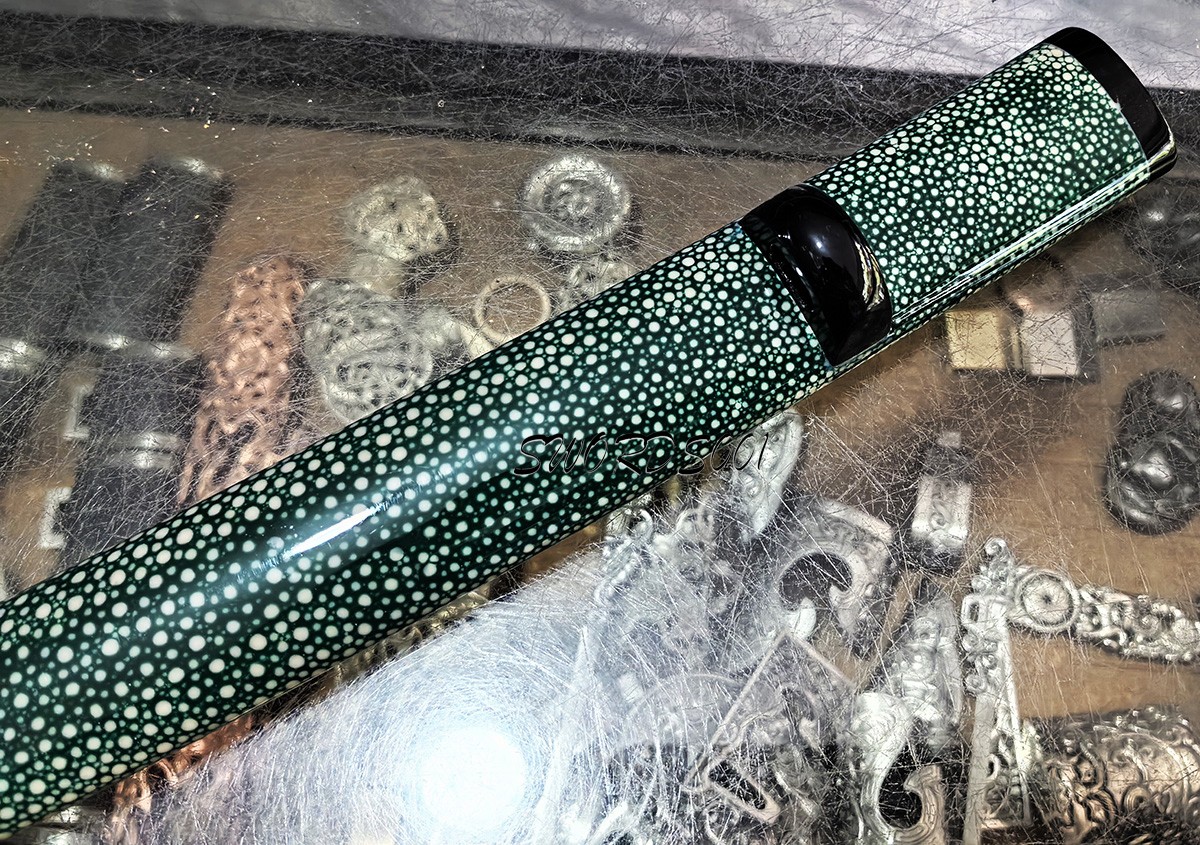 22'' Rayskin Wrapped Wakizashi Saya Scabbard Sheath with Buffalo Horn Fittiings