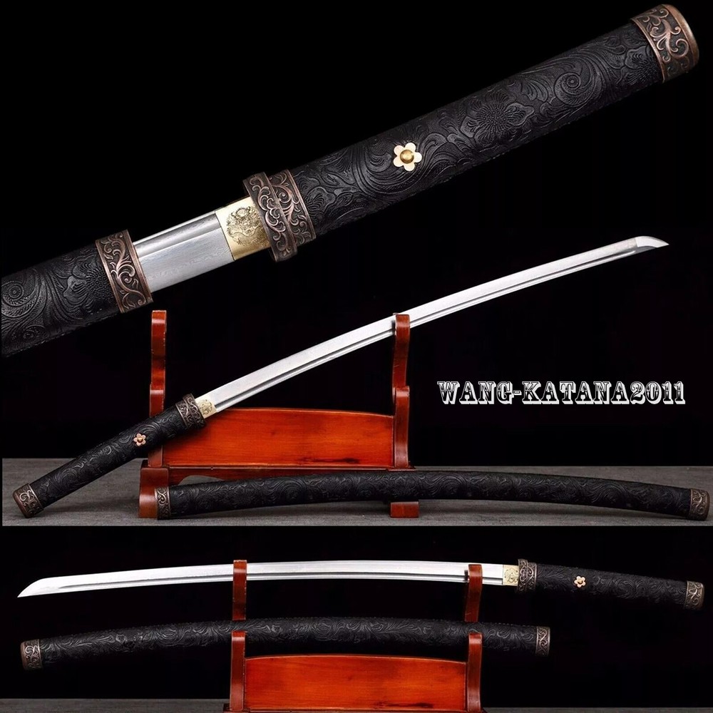 JAPANESE SAMURAI KATANA SWORD DAMASCUS FOLDED STEEL SHARP FULL TANG SHARP
