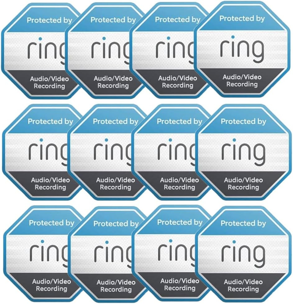 12 Pack Ring Security Stickers，Double Sided HD Printed Waterproof Security Decal