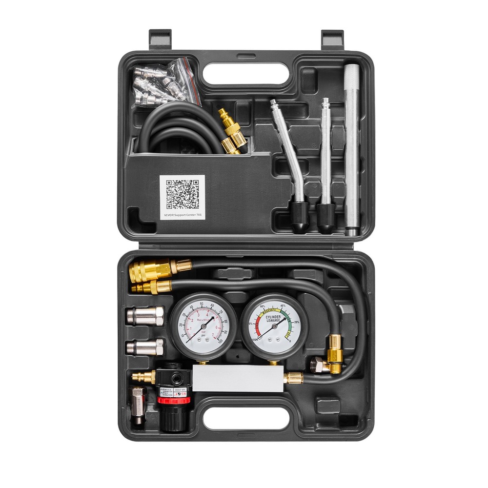 VEVOR Engine Cylinder Compression Tester Kit 0-100 PSI Leakage Detector Tool Kit
