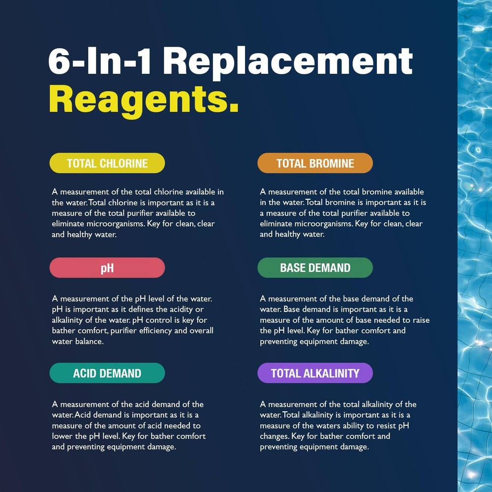 Lupo 6in1 Pool Test Kit Replacement Reagents | Pool Testing Kit Refill Reagen...