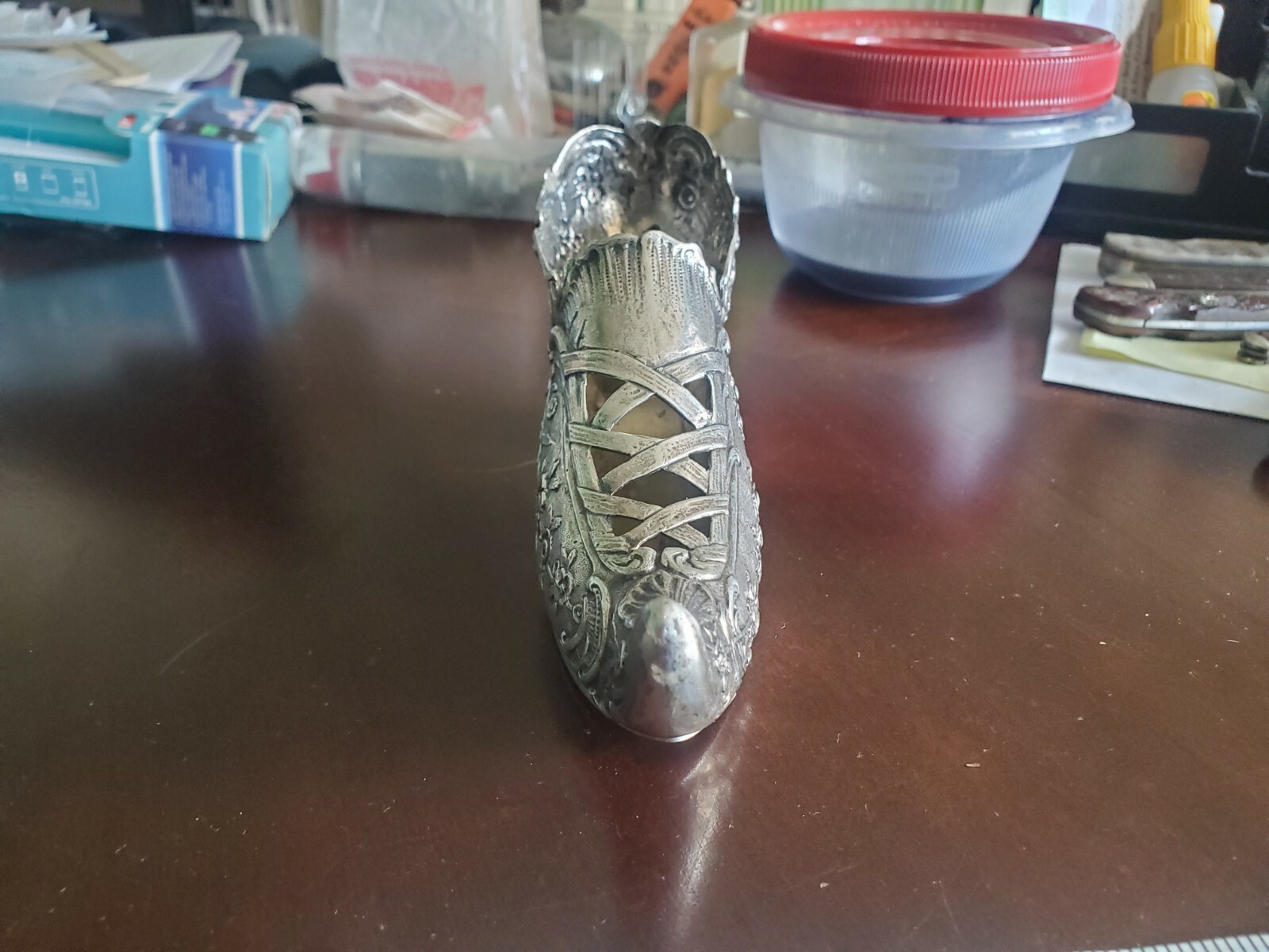 RARE ANTIQUE VICTORIAN SOLID STERLING SILVER SHOE PIN FIGURINE LONDON