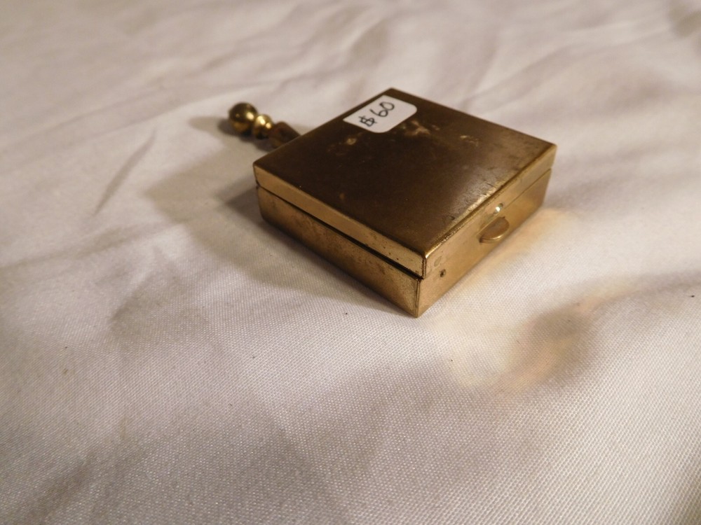 Vintage Brass Ashtray Case w/ Holder & Handle