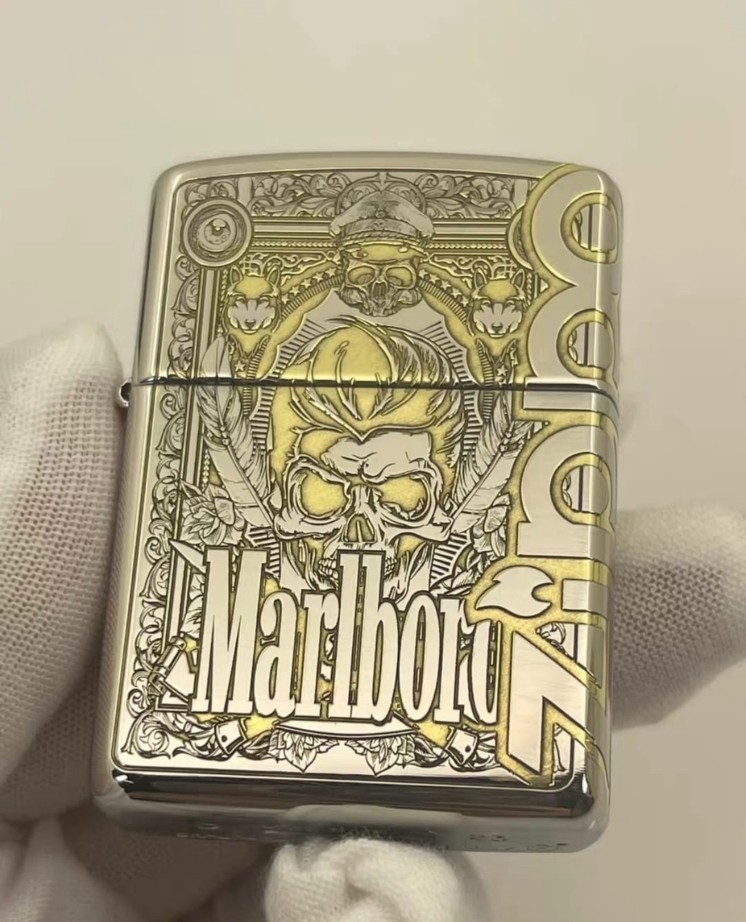 Zippo 5 Sides Marlboro Skull & Heart Mixed Lighter In A New Box