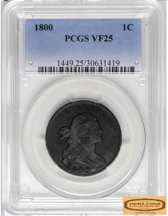 1800 Draped Bust Large Cent, PCGS VF25 -  #B7700