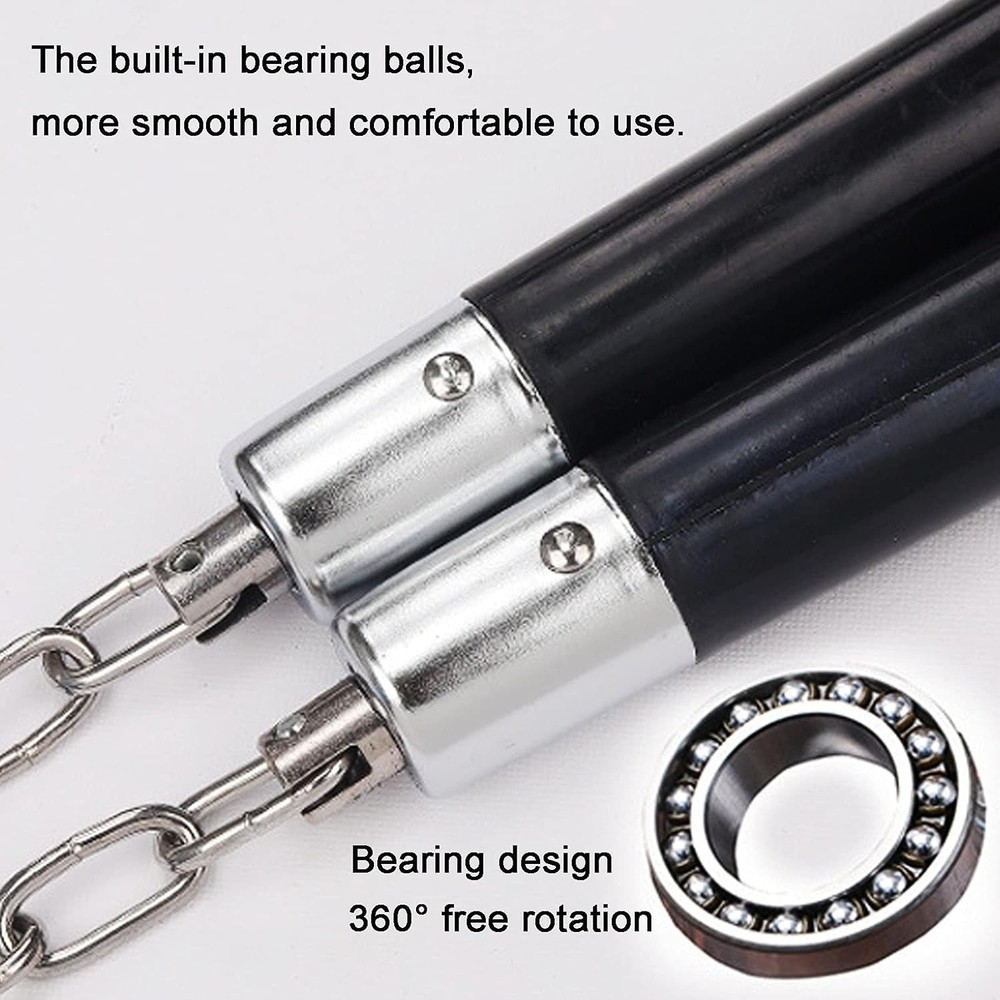 Nunchucks Safe Solid Rubber Training Nunchakus with Steel Chain...