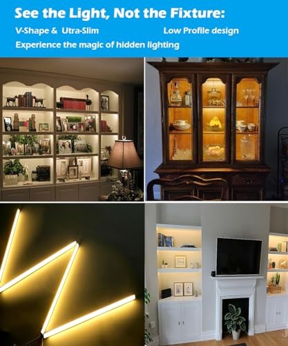 V-Shape Under Cabinet Lighting Kit - 4pcs 12" Dimmable Slim LED Warm White