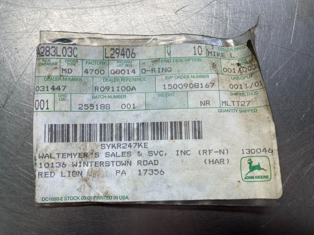L29406 OEM John Deere O-Ring