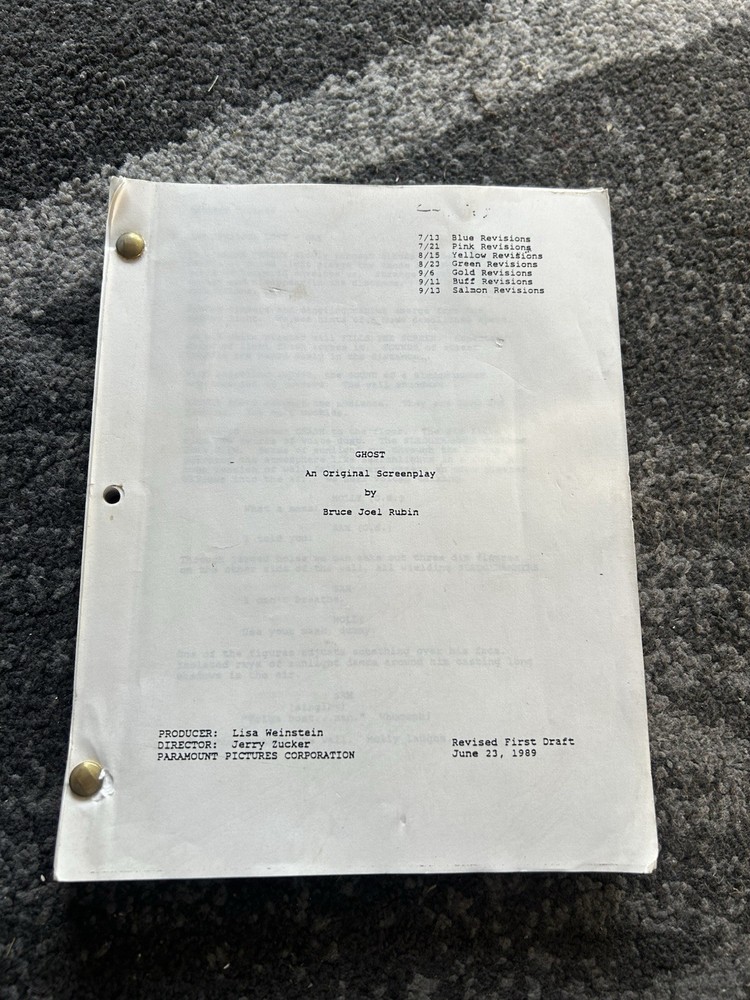 Ghost Original Script Revised First Draft 1989 Patrick Swayze