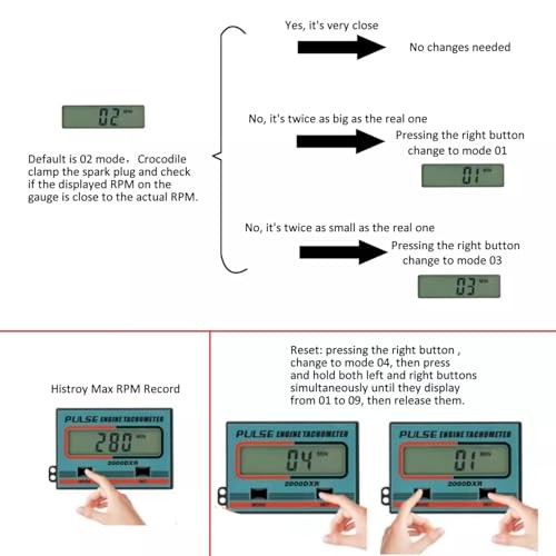 Digital RPM Meter Induction Pulse Tachometer Hour Meter for Small Engines -