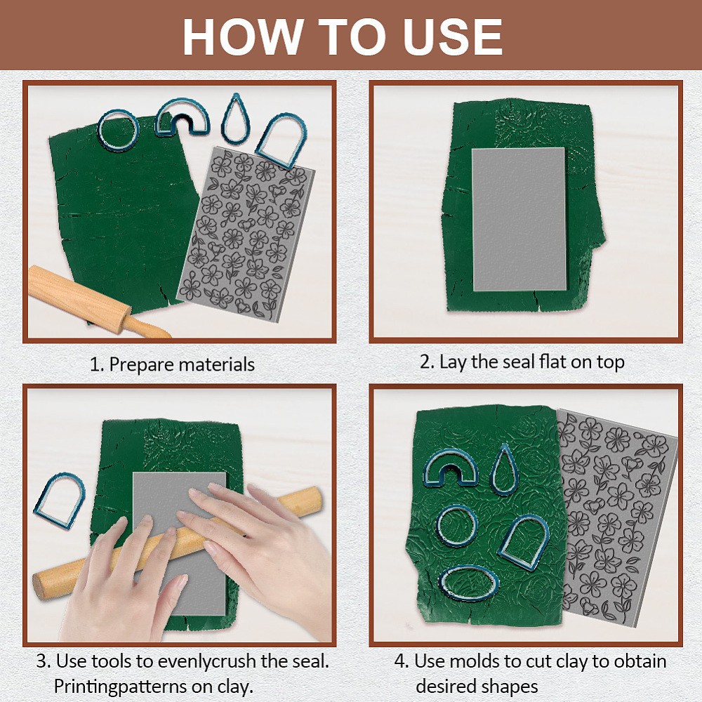 1pc Cherry Blossoms Clay Texture Mat Cherry Blossoms Clay Modeling Pattern Pad