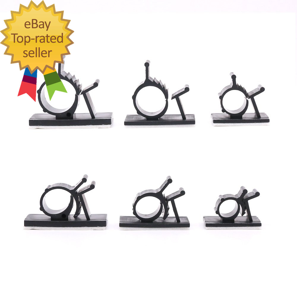 100Pcs 3 Sizes Adjustable Multipurpose Self Adhesive Cable Clips Wire Clamps